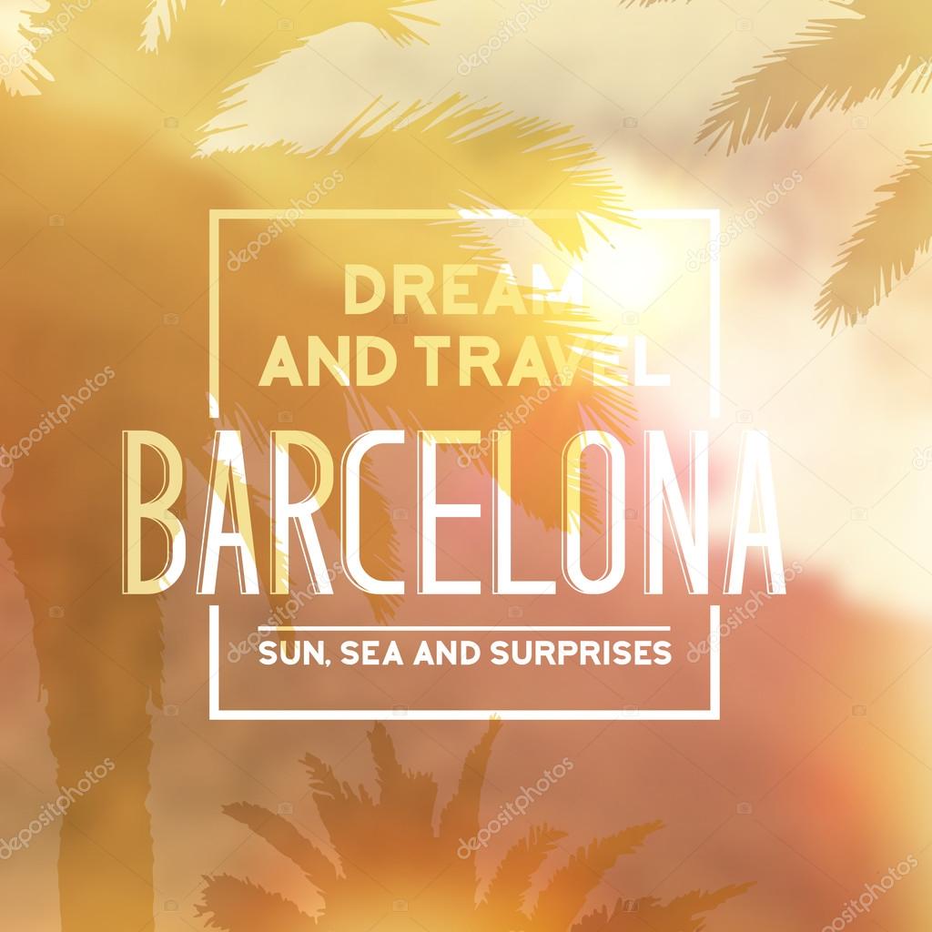 Barcelona travel print with text for t-shirt graphic and other. Vector illustration
