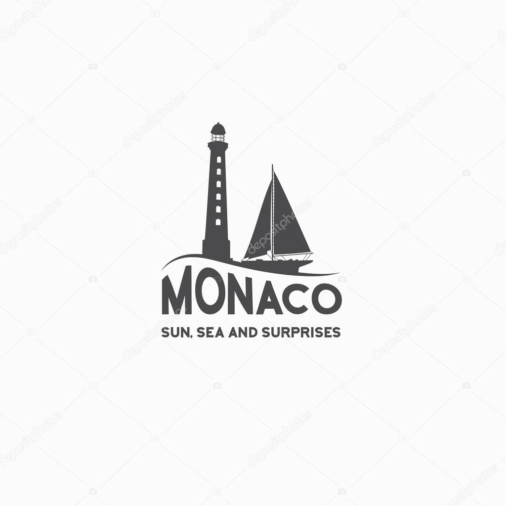 Monaco travel print over white background. Vector illustration