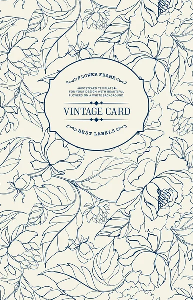 Tarjeta Vintage con flores . — Vector de stock