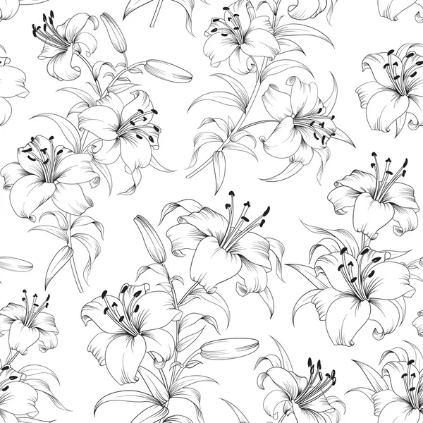 Pattern of lily flowers. — Stock Vector