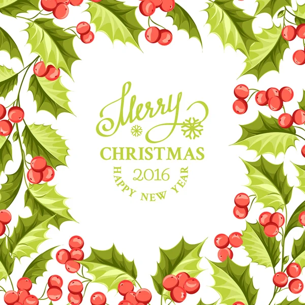 Kartka świąteczna Boże Narodzenie Jemioła z tekstem. — Wektor stockowy