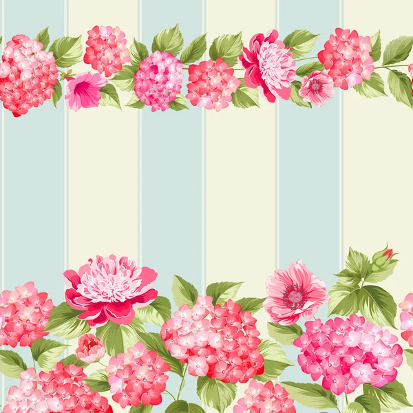 Pink flower border with tile. — Stockvector