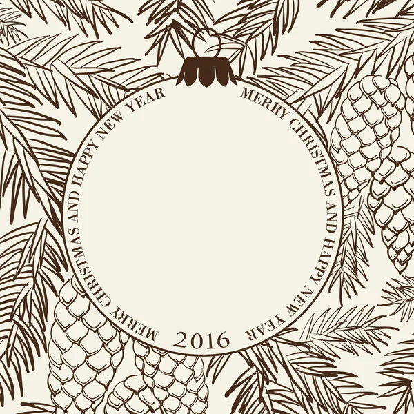 Kerstmis frame met pinecone — Stockvector