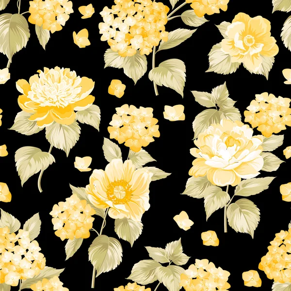 Sömlös gul blommönster — Stock vektor