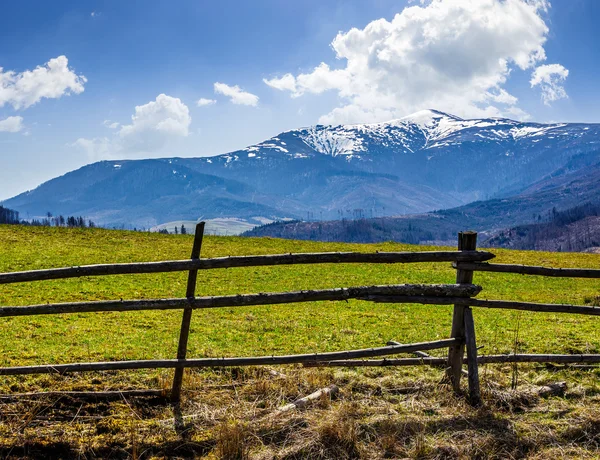 Rural area with snowy mountain tops — Stock Photo, Image