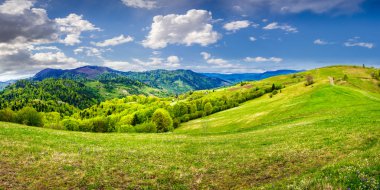 Pastoral görünümünü kırsal manzara dağlarda.