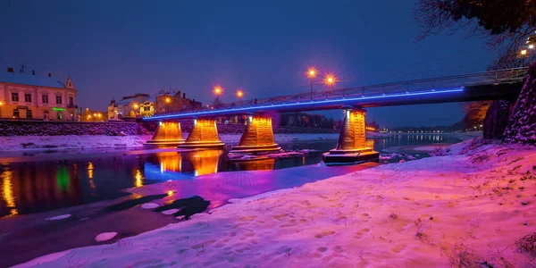 Uzhhorod Ukraine Dez 2016 Altstadt Heiligabend Wunderschönes Stadtbild Fluss Schnee — Stockfoto