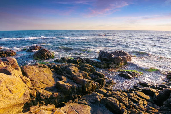 Piedras Orilla Del Mar Por Mañana Hermoso Paisaje Marino Verano —  Fotos de Stock