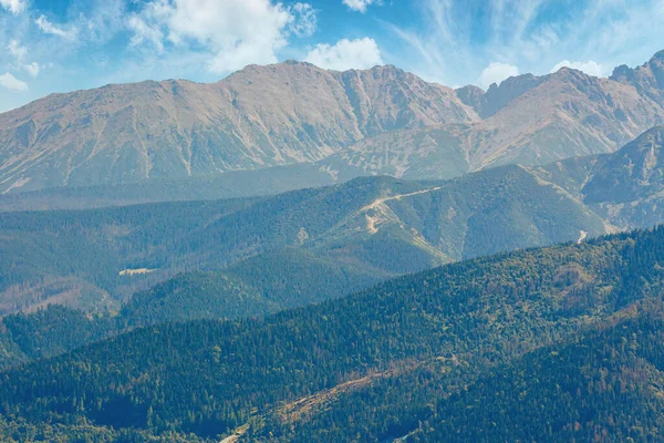 Skalnatý Hřeben Vysokých Tatranských Hor Krásná Příroda Pozadí Večerním Světle — Stock fotografie