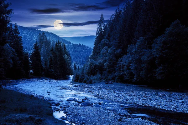 Paisaje Del Río Montaña Verano Maravilloso Paisaje Naturaleza Por Noche — Foto de Stock