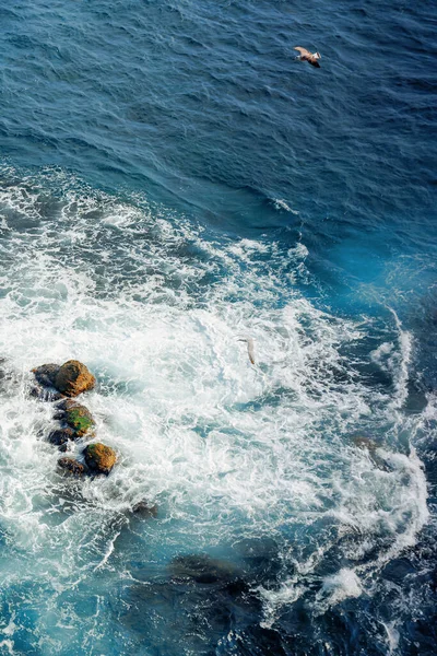 Verpletterende Zee Golven Textuur Prachtige Natuur Achtergrond Uitzicht Van Boven — Stockfoto