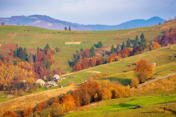 Paisagem Rural Manhã Temporada Outono Paisagem Com Colinas Ondulantes Campos — Fotografia de Stock