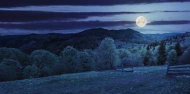 hillside gece dağ çayır çit