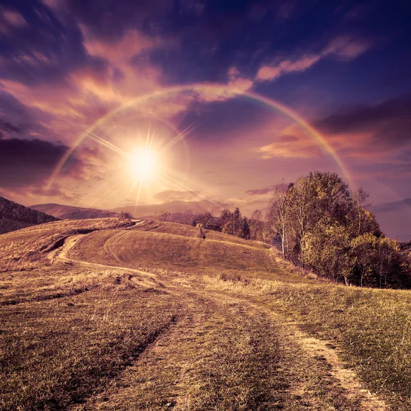 Path on hillside meadow in mountain — Stock Photo, Image