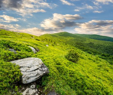 taşlar Vadisi Dağ sunrise, tepesinde