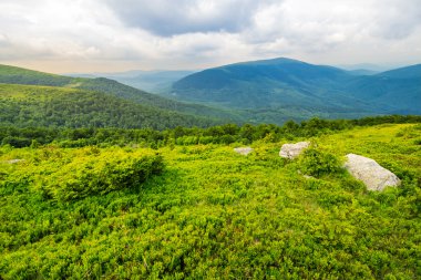 dağlarda beyaz kayalar ile güneş doğarken yamaç