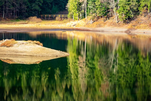 Reflexão da floresta de outono no lago de montanha — Fotografia de Stock