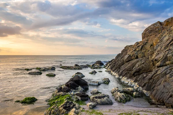 Rotsen en zeewier op rotsachtige kust van de zee — Stockfoto