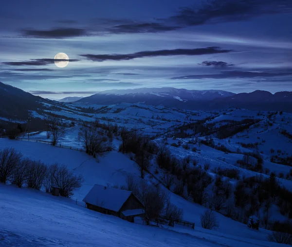 Rural area in mountains at night — Stock Photo, Image