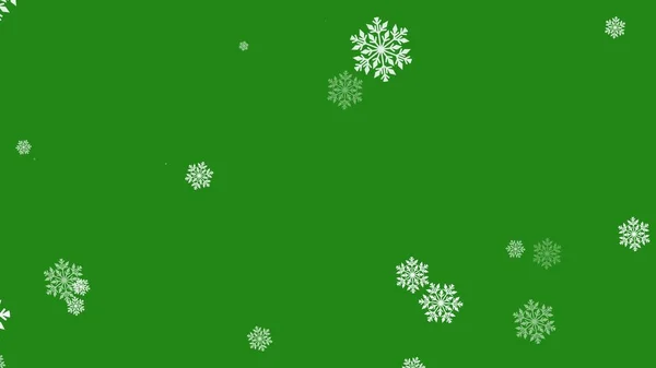 Isolated falling cartoon snow on green screen