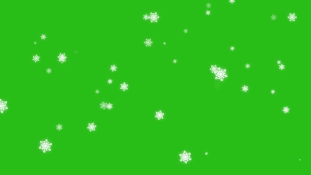 Terisolasi jatuh kartun salju pada layar hijau. 4K — Stok Video