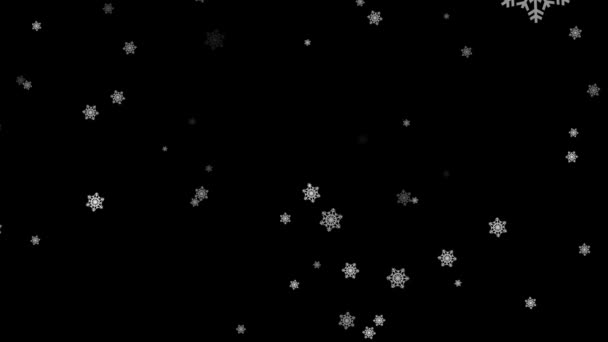 Kış animasyonu için alfa kanalı şeffaflığı olan kar yağışı. 4K — Stok video
