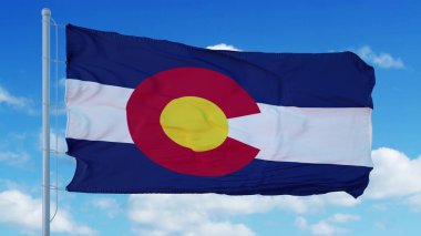 Colorado rüzgarda sallanıyor, mavi gökyüzü arka planı. 3d oluşturma