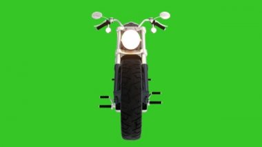 Yeşil ekranda klasik motosiklet. Ön görünüm