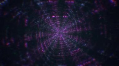 Teknoloji Tüneli. Hareket grafiği 4K dijital teknolojik tünele doğru uçuyor