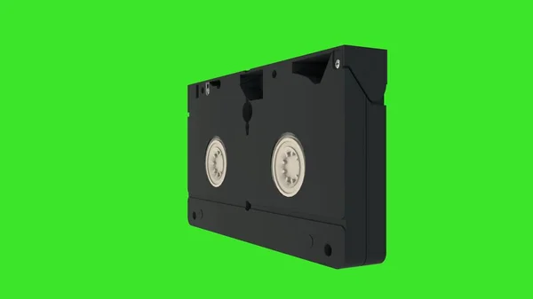 Kazeta VHS. Videokazeta izolovaná na zelené obrazovce. 3D vykreslování — Stock fotografie