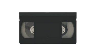 VHS kaseti. Beyaz Arkaplanda Video Kaset Dönüşü. Alfa Kanalı İçerildi