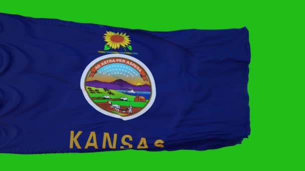Flagga Kansas Grön Skärm Perfekt För Din Egen Bakgrund Med — Stockvideo