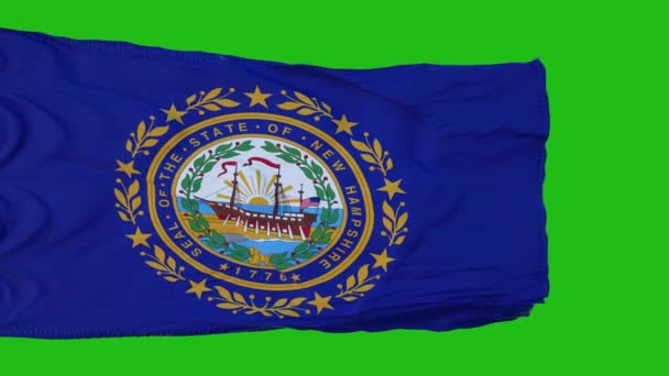 Bandera de New Hampshire en Pantalla Verde. Perfecto para su propio fondo utilizando la pantalla verde. renderizado 3d — Vídeos de Stock