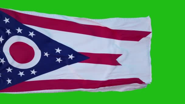 Прапор Огайо на Green Screen. Ідеально для власного фону, використовуючи зелений екран. 3d рендеринг — стокове відео