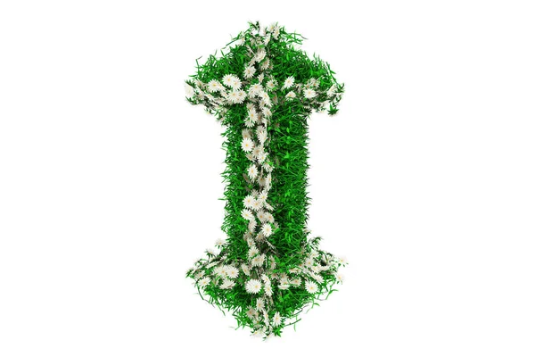 Brev I av grönt gräs och blommor. 3d-konvertering — Stockfoto