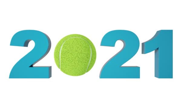 Tennis 2021 design bakgrund på en vit bakgrund. Alfakanal ingår — Stockvideo