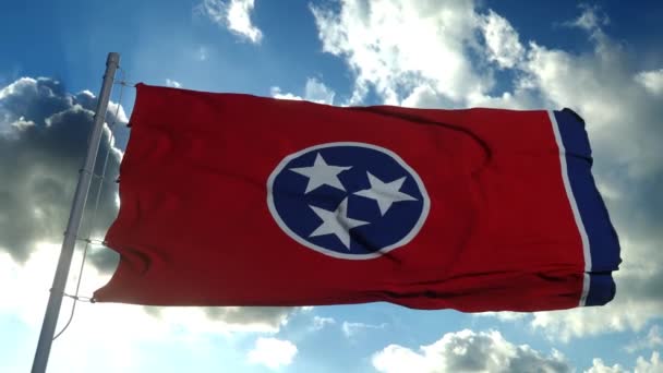 Flagge des amerikanischen Bundesstaates Tennessee, Region der Vereinigten Staaten. 4K — Stockvideo