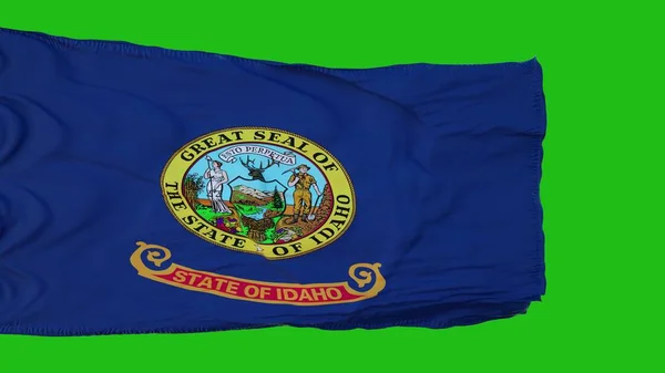 Bandera de Idaho en pantalla verde. Perfecto para su propio fondo utilizando la pantalla verde. renderizado 3d — Foto de Stock