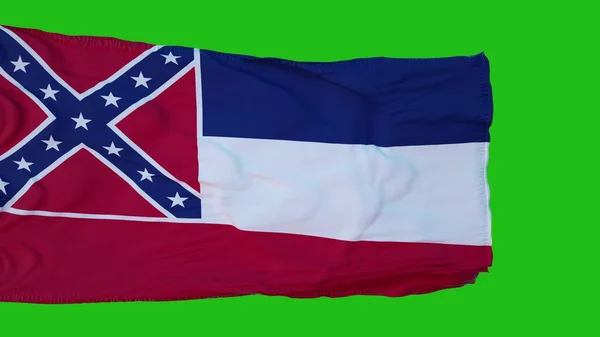 Flag of Mississippi on Green Screen. Perfect for your own background using green screen. 3d rendering — Stock Photo, Image