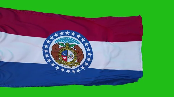 Flag of Missouri on Green Screen Ідеально для власного фону, використовуючи зелений екран. 3d рендеринг — стокове фото