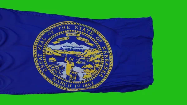 Bandera de Nebraska en pantalla verde. Perfecto para su propio fondo utilizando la pantalla verde. renderizado 3d — Foto de Stock