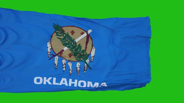 Flagge von Oklahoma auf dem Green Screen. Perfekt für den eigenen Hintergrund mittels Green Screen. 3D-Darstellung — Stockfoto