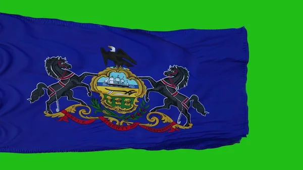 Flagge von Pennsylvania auf dem Green Screen. Perfekt für den eigenen Hintergrund mittels Green Screen. 3D-Darstellung — Stockfoto