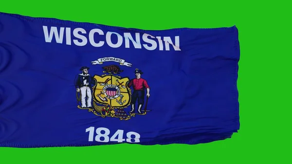 Bandera de Wisconsin en pantalla verde. Perfecto para su propio fondo utilizando la pantalla verde. renderizado 3d — Foto de Stock