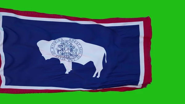 Vlag van Wyoming op Green Screen. Perfect voor uw eigen achtergrond met behulp van groen scherm. 3d destructie — Stockfoto