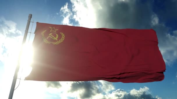 Bandiera dell'URSS. Unione Sovietica socialista indistruttibile delle repubbliche libere. Simbolo principale del comunismo — Video Stock