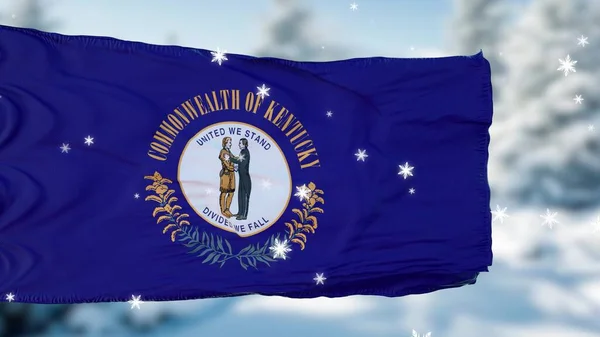 Kentucky Winter Sneeuwvlokken Vlag Achtergrond Verenigde Staten Van Amerika Illustratie — Stockfoto