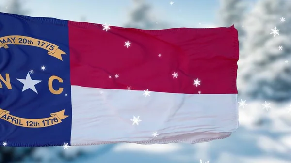 North Carolina Winter Sneeuwvlokken Vlag Achtergrond Verenigde Staten Van Amerika — Stockfoto