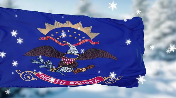 Фон Флага Зимних Снежинок Северной Дакоты Соединенные Штаты Америки Иллюстрация — стоковое фото