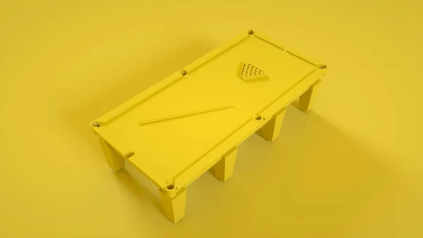 Τραπέζι Μπιλιάρδου Απομονωμένο Κίτρινο Φόντο Εικονογράφηση — Φωτογραφία Αρχείου